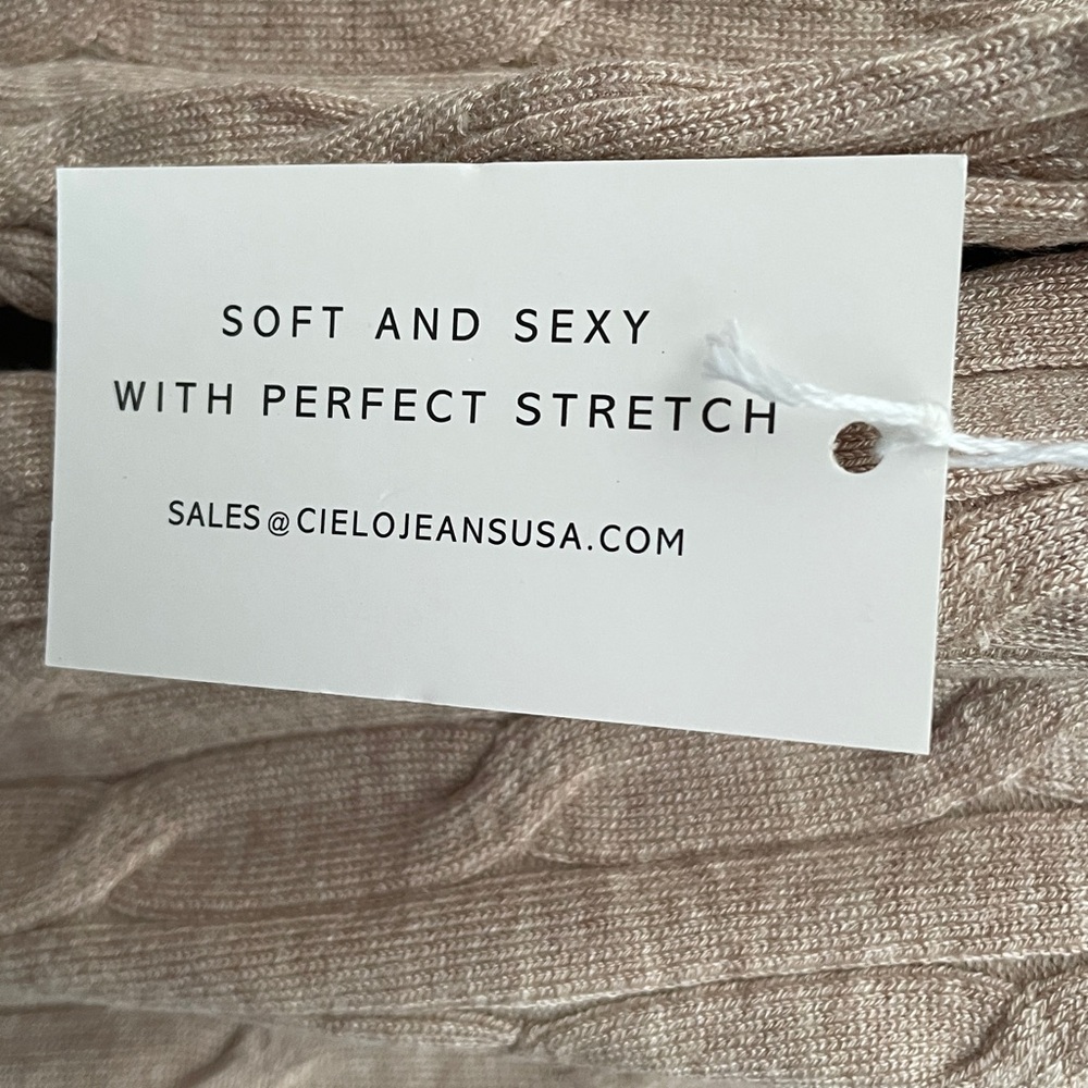 NWT- Women's Cielo Soft and Sexy Cable Knit Cardigan, Khaki - Picture 3 of 6